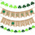 4 Pieces Happy St. Patricks Day Burlap Banners with Felt Shamrock Irish Clover Garland Banners Lucky and in Love Shamrock Banner Flags for St. Patricks Day Decorations