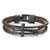 COOLSTEELANDBEYOND Black Sideway Horizontal Lateral Cross Brown Braided Leather Bangle Bracelet for Men Women Wristband