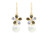 Enamel Flower Shell Pearl 8mm Drop Dangle Earrings 14K Yellow Gold Plated 925 Sterling Silver