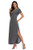 Womens Maxi Dresses Short Sleeve Summer Beach Dress Casual Loose V Neck Side Split Long Dress with Pockets Dark Grey XL