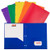 JAM PAPER Plastic 2 Pocket School POP Folders with 3 Hole Punch - Assorted Primary Colors - 6 Pack