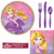 Disney Princess Rapunzel Birthday Party Supplies Bundle Including Plates Napkins Utensils and Bonus Printed Ribbon