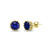 Yellow Gold Flashed Sterling Silver Created Blue Sapphire Crown Stud Earrings
