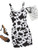Romwe Womens Cow Print Sleeveless Scoop Neck Bodycon Tank Mini Dress Black and White S