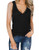 Tobrief Womens V Neck Button Down Long Tank Tops Cute Sleeveless Tunic Henley Shirts BlackS