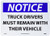 NMC N356RB OSHA Sign Legend  inchNOTICE - TRUCK DRIVERS MUST REMAIN WITH THEIR VEHICLE inch 14 inch Length x 10 inch Height Rigid Plastic Black Blue on White