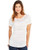 Hanes Womens Short Sleeve Peasant Lace Tee White Large