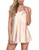 RSLOVE Womens Satin Pajamas Lingerie Nightgown Spaghetti Strap Sleepwear Slik Chemise Mini Slip Short Nightwear Champagne S