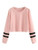 SweatyRocks Womens Striped Long Sleeve Crewneck Crop Top Sweatshirt Pink 2 M