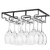 HUANGHEXIANG Glass Hanging Racks Stemware Wine Glass Hanging Racks Stemware?Wine Glass Rack Under Cabinet Stemware?Metal Organizer for Bar Kitchen Black with 3 Rows
