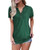 OUGES Womens Short Sleeve V Neck Button Summer Casual Henley Tops Blouse T Shirt  GreenS