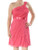 Adrianna Papell Womens Tiered One Shoulder Cocktail Dress Pink 6