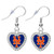 Mets Crystal Heart Earrings Pierced