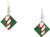 Silver-tone Green Enamel Candy Cane Charm Dangle Earrings