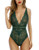 Avidlove Women Teddy Lingerie Snap Crotch Lingerie One Piece Lace Babydoll Mini Bodysuit  Small Green
