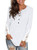 Womens Tops Long Sleeve Round Neck Shirts Button Lace Henley Tunic White XL