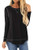 DJT Womens Casual Side Split Loose Fall Long Sleeve Pullover Tunic Tops M Black