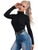 Verdusa Womens Long Sleeve Turtleneck Tee Top Slim Fitted Basic T Shirt Black S