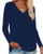 Corfrute Womens Solid Tunic Summer Long Sleeve Tops Casual V Neck Basic Tee Shirts BlueXL
