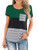 Adreamly Womens Casual Round Collar Plus Size T Shirts Summer Tops Tee Short Sleeve Color Block Basic Shirt Blouses Workout Tee Green X-Large