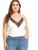 Romwe Womens Plus Size Contrast Lace Criss Cross V Neck Spaghetti Strap Cami Tank Top White 2X