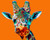 Giraffe Face on Orange Background Signed Art Print of Original Artwork Acrylic Painting