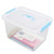 Hespapa 12 Quart Storage Bin Plastic Latching Box Container with Clear Lid Blue Handle and Latches 1 Pack