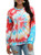LYCKYY Women? Color Block Tie Dye Sweatshirt Long Sleeve Crewneck Pullover Tops Red