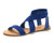 DREAM PAIRS Sandals for Women Elatica-6 Royal Blue Elastic Ankle Strap Flat Sandals - 6 M US