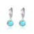 Turquoise Small Hoops Earrings 925 Sterling Silver Round Shape Huggie Hypoallergenic for Sensitive Ears Turquoise Jewelry Gift for Women Mom Wife Daughter Girlfriend with Gift Box
