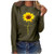Graphic Tees for Women Long Sleeve Funny Sunflower Faith Print Fall Cute Casual T Shirt Tops for Teen Girls Junior Army Green