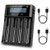 LCD Display Universal Smart Battery Charger Intelligent Charger for Li-ion 18650 26650 14500 16340 18500 10440 18350 17670 RCR123a and NI-MH NI-CD A AA AAA Rechargeable Batteries  4 Slots