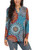 Neineiwu Womens Casual Floral Printed V Neck Long Sleeve Blouse Tops  YH Mixed Blue XL