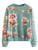 Romwe Womens Casual Floral Print Long Sleeve Pullover Tops Green M