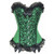 KIWI RATA Womens Plus Size Floral Trim Lace up Boned Overbust Corset Waist Cincher Bustier Green