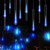SurLight LED Falling Rain Lights with 30cm 8 Tube 144 LEDs, Meteor Shower Light, Falling Rain Drop Christmas Lights, Icicle String Lights for Holiday Party Wedding Christmas Tree Decoration (Blue)