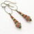 Long Boho Terra Cotta Orange Earrings in Antiqued Brass