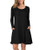 KORSIS Women Long Sleeve Tops T-Shirt Dress Round Neck Casual Loose Dress Black 3XL