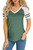 Foshow Womens Baseball Raglan Color Block T-Shirts Spring Short Long Sleeve V Neck Tees Jersey Casual Blouses Tops Army Green
