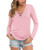 Feiersi Womens Fall Long Sleeve V-Neck T-Shirt Tunic Tops Criss Cross Casual Blouse Shirts  PinkX-Large