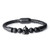 COAI Matte Onyx Stone Spartan Helmet Leather Bracelet for Men