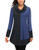 Bebonnie Long Shirts for Leggings for Women Ladies Long Sleeve Cowl Neck Patchwork A-Line Plus Size Tunic Top Ladies Casual Swing Blouse Blue XXL