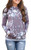 onlypuff Cute Pocket Shirts for Women Floral Hoodie Sweatshirt Purple Tunic L