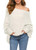 GOLDSTITCH Womens Off Shoulder Batwing Sleeve Loose Oversized Pullover Sweater Knit Jumper Ivory