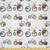 Ambesonne Bicycle Fabric by The Yard Hand Drawn Penny-Farthing Tandem and City Bikes with Colored Rims Cartoon Style Microfiber Fabric for Arts and Crafts Textiles  and  Decor 1 Yard Multicolor