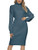 ANRABESS Women Sweater Dress Turtleneck Ribbed Knit Casual Slim Long Sleeve Midi Dress A300dianlan-XL Navyblue