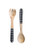 Creative Co-Op Mango Wood Salad Servers with Black  and  White Gingham Handles