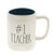 Rae Dunn by Magenta 1 TEACHER Ceramic LL Coffee Mug Blue Interior