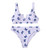 Women Striped Push Up High Cut Hight Waist Halter Bikini Set Two Piece Swimsuit Swimwear Bathing Suit  White XL