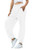 Womens Cinch Bottom Sweatpants Pockets High Waist Sporty Gym Athletic Fit Jogger Pants Lounge Trousers  White A S